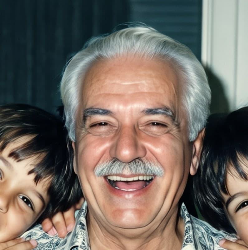 Avô, anos 1980: o mesmo rosto depois da restauração