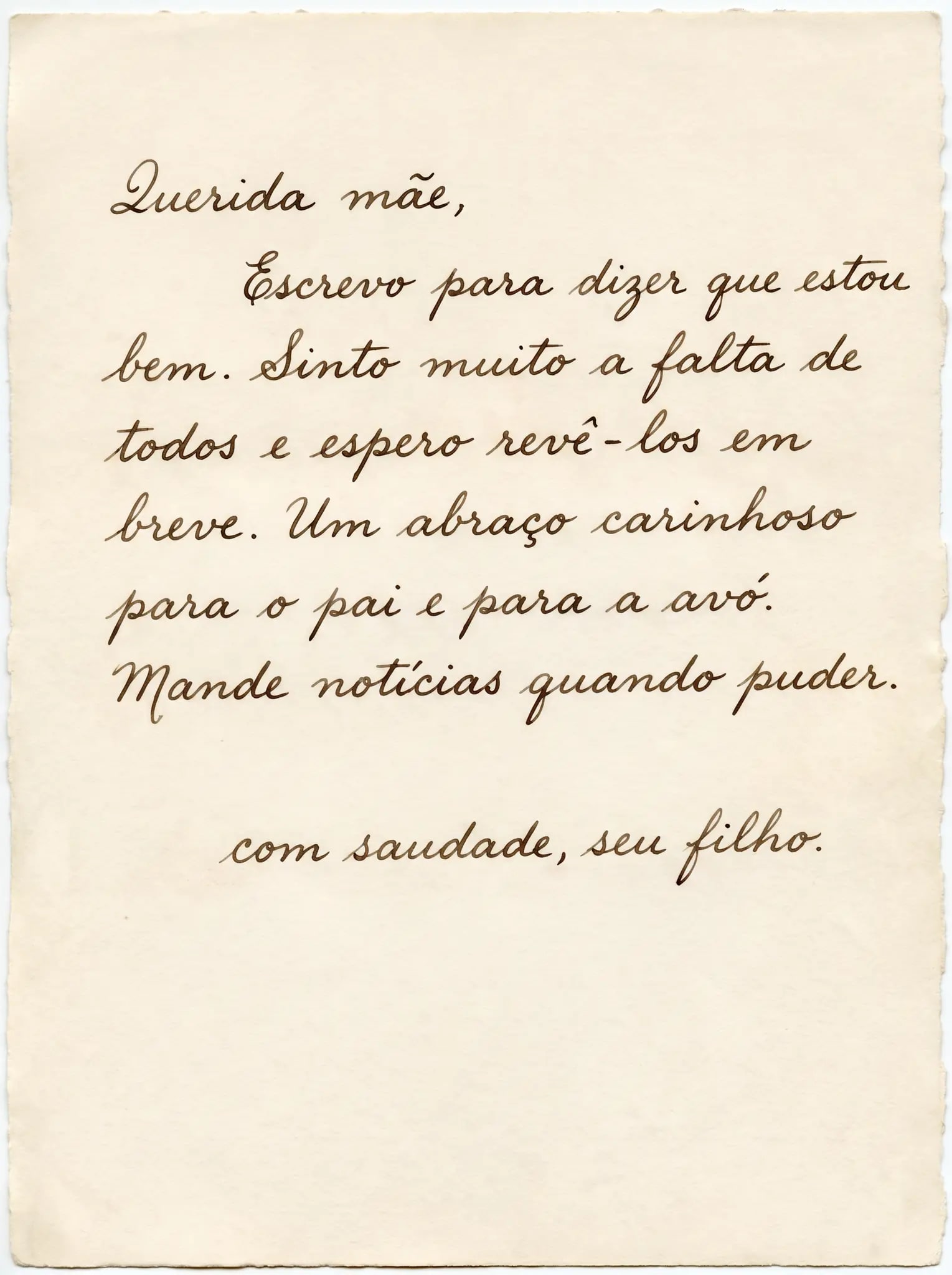La misma carta de 1950 restaurada: texto legible y papel limpio